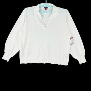 NWT Vince Camuto Women‎ Antique White Pullover Lightweight Collared Sweater XXL